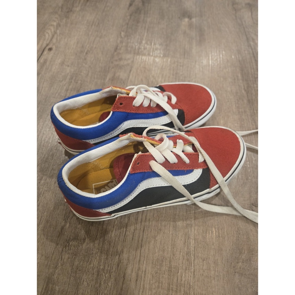 VANS Old Skool (Easy Logo) Kids Shoes Red/ Blue Skate Sneakers